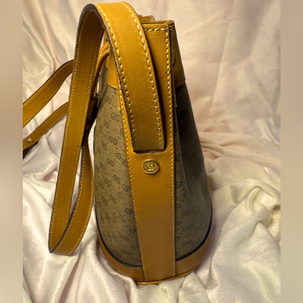 Gucci Monogram Bucket Bag Crossbody GG Bamboo Authentic RARE Vintage 1980s - Picture 6 of 16